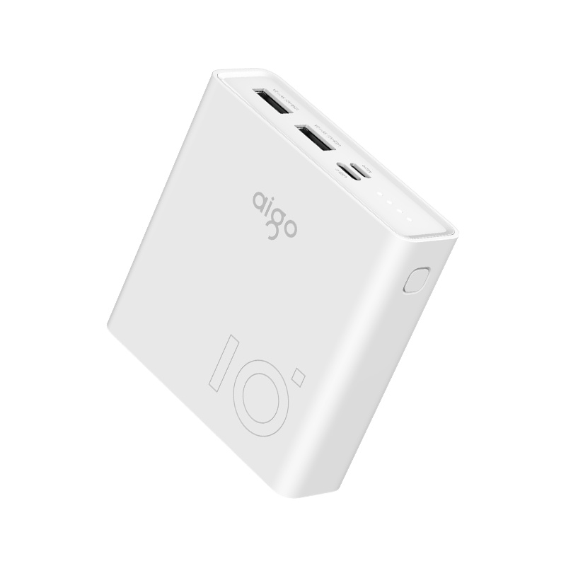 爱国者(aigo)10000毫安22.5W大功率快充通用便携迷你 聚合物锂离子电芯移动电源/充电宝 白色