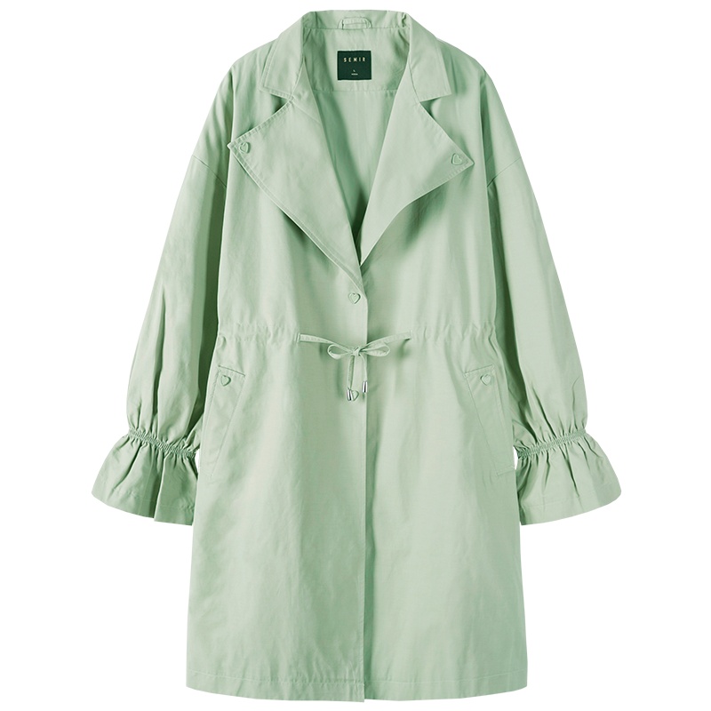 Semir森马春秋风衣女2019新款oversize中长款翻领喇叭袖chic学生外套潮