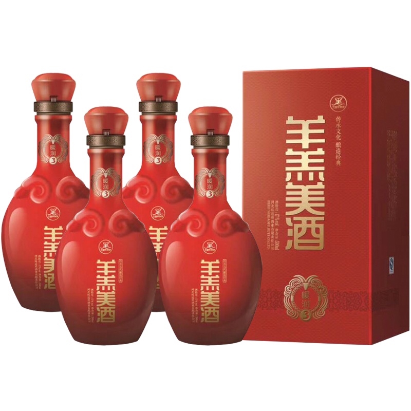 [中华特色]河北供销馆 羊羔美酒 17度暖润3 500ml*4瓶整箱装 半甜型黄酒养生酒年货礼品酒 河北石家庄特产