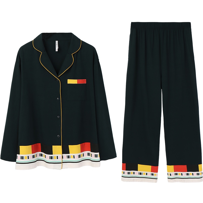 安之伴睡衣女开衫套装简约可外穿女士家居服 原野绿 M