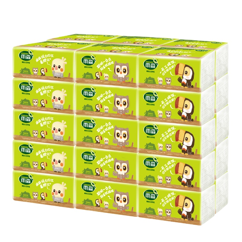 雨森纸巾抽纸实惠装家用卫生纸餐巾纸擦手纸面巾纸抽整箱批发30包300张*30包