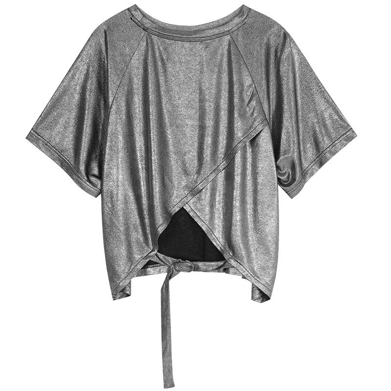 妖精的口袋亮面心机T恤女小众性感短款2019夏新款显瘦cec短袖上衣