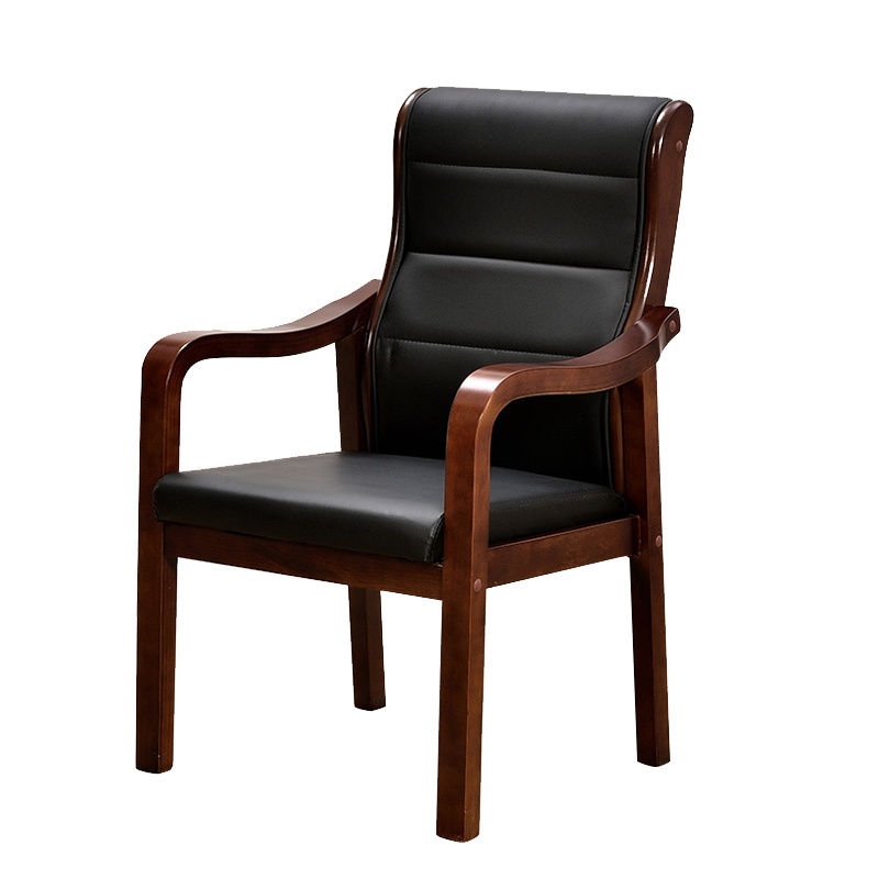 [田珍]实木会议椅皮质四脚办公椅老板职员洽谈椅餐桌麻将棋牌桌椅子