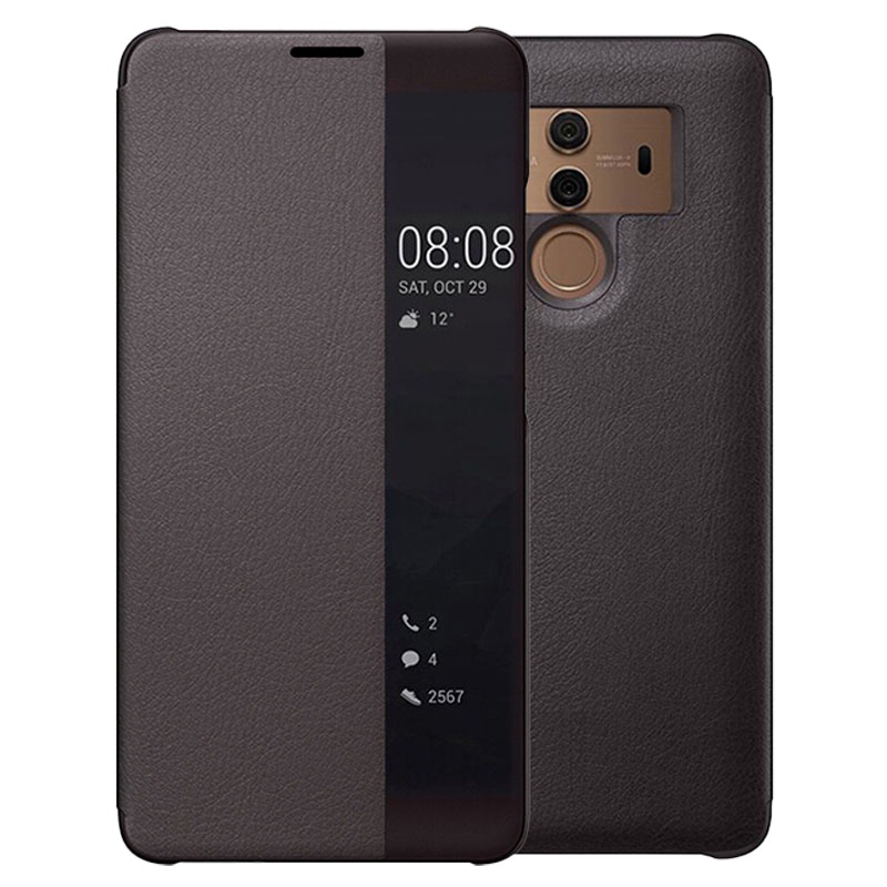 送钢化膜]溪特 华为mate10pro手机壳原装翻盖接听电话保护壳(6.0英寸)皮质保护套抗爆防摔商务视窗智能休眠皮套