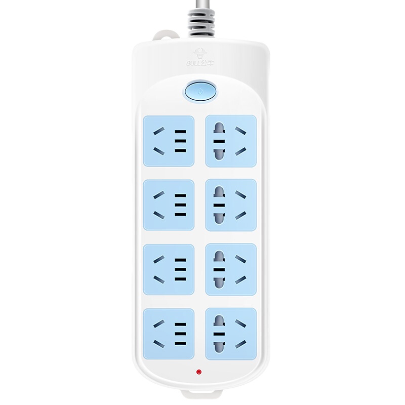 公牛插座 超功率过载保护 带开关保护门 电源接线板插排插线板插板 新国标 604 八位总控开关全长3米
