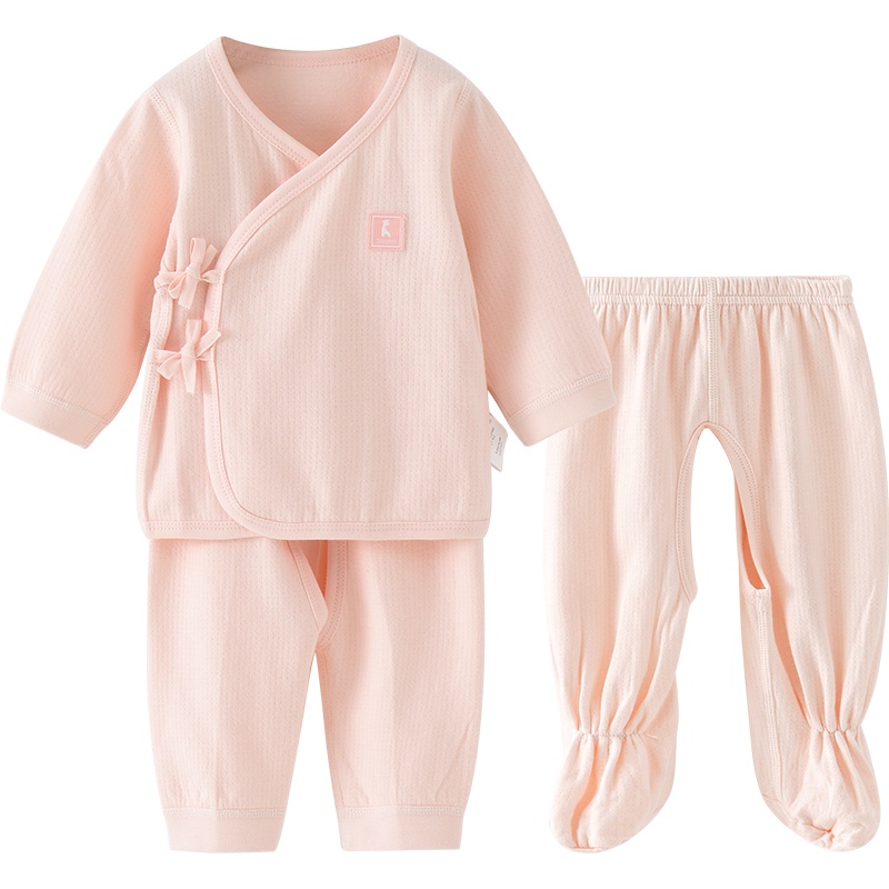 童泰(TONGTAI)新生儿四季款和服男女宝宝0-2月纯棉和服家居开裆裤三件套儿童内衣小童宝宝三件套