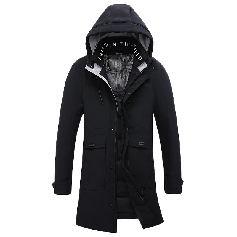 冰洁 冬季男士外套加厚中长款羽绒服男连帽中年修身韩版防寒保暖