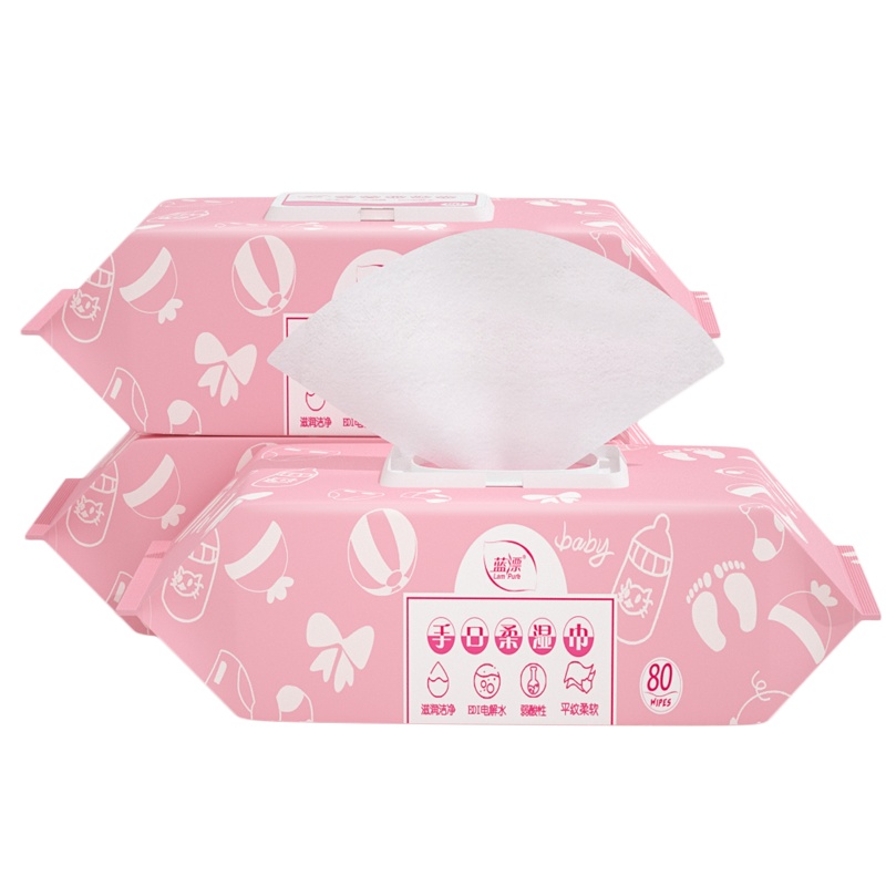 蓝漂湿巾带盖80片*3包手口湿巾纸加厚亲肤柔清洁口手湿巾