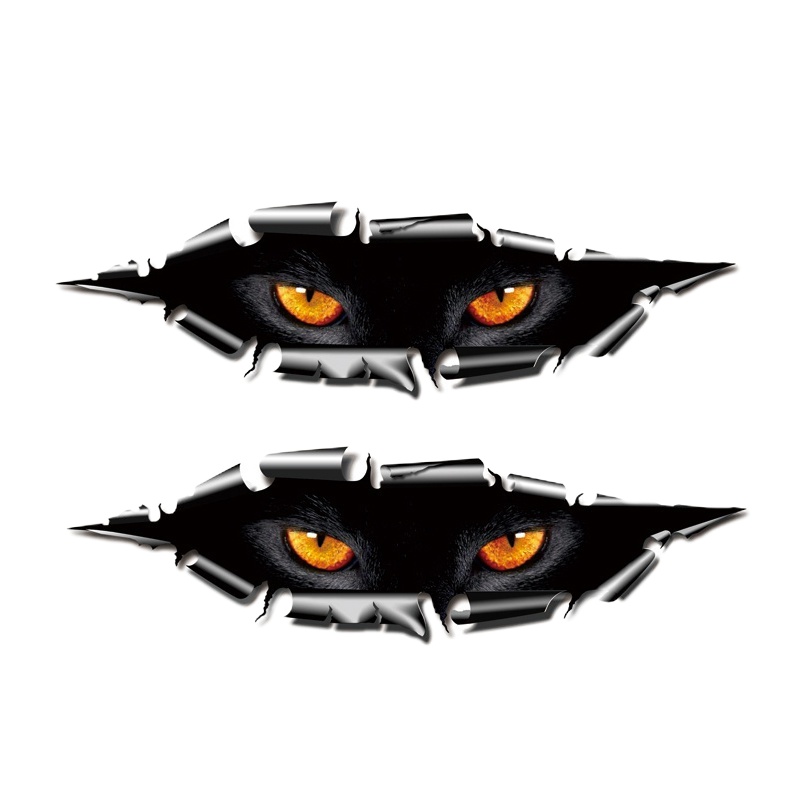 舒适主义汽车贴纸个性防水创意遮盖划痕装饰遮挡保险杠车贴长条改装车身贴 神秘眼神/30*8厘米/一对