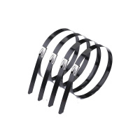 304包塑不锈钢扎带 5.6X350MM 黑色金属扎带