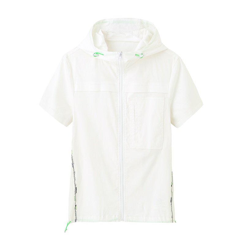 商场同款马克华菲男装2019夏季新款短袖衬衫男士连帽衬衣夏装