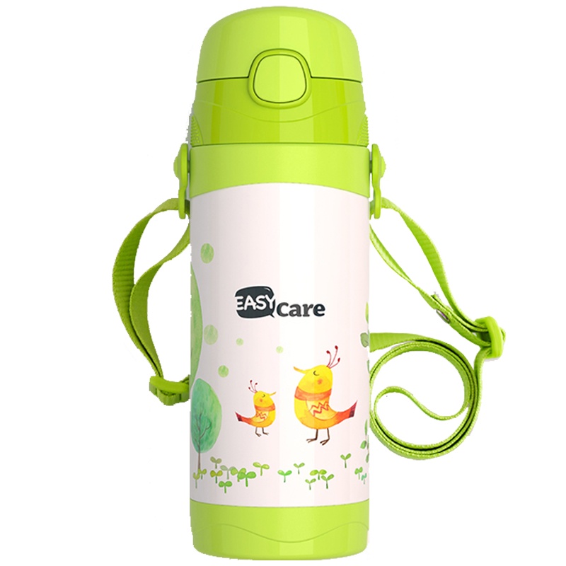 伊斯卡尔(Easy Care)420ml儿童保温杯水杯婴儿宝宝吸管杯学生水壶学饮杯防漏防喷保温水壶绿色