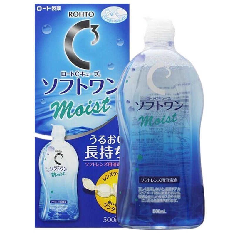 ROHTO日本原装进口乐敦C3美瞳护理液舒缓疲劳 隐形眼镜护理液 润滑液保护角膜眼部护理液500ml