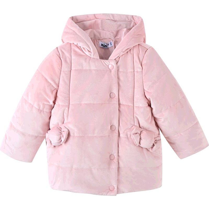 铅笔俱乐部童装小女孩棉衣冬季连帽双层2023新款儿童外套防风保暖