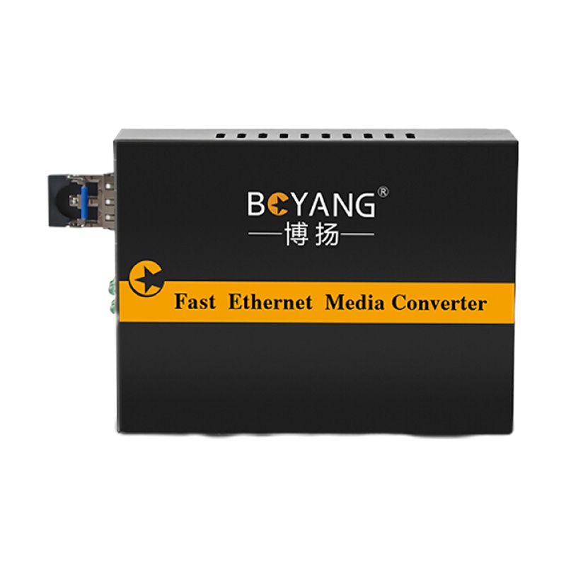 博扬(BOYANG)BY-WG812D千兆多模双纤光纤收发器光电转换器支持14槽机架防雷LC接口25公里外置电源