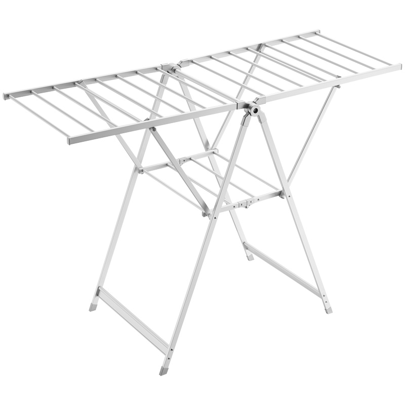 安华铝合金晾衣架落地折叠翼型室内阳台晒被子神器防风晒衣鞋架 L07落地可伸缩折叠晾衣架