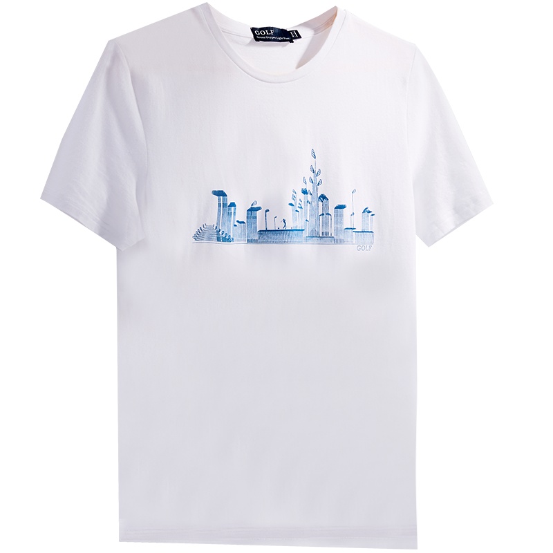 GOLF/高尔夫2018新款短袖t恤男式美式休闲城市风貌男士圆领t恤衫