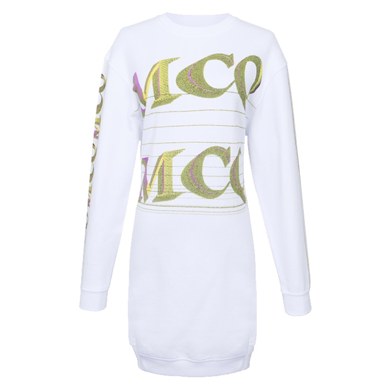 MCQ女士白色棉质套头无帽圆领卫衣裙379194 RLH41 9000
