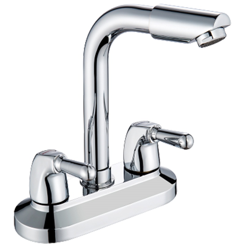 手逗铜双孔双开面盆水龙头冷热三孔台盆洗手盆脸盆洗菜盆水龙头家用