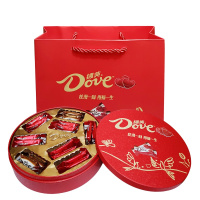Dove德芙丝滑牛奶巧克力礼盒多口味组合装铁盒装婚庆结婚喜糖红色粉色圆形铁盒不含礼袋铁盒颜色默认随机留言指定