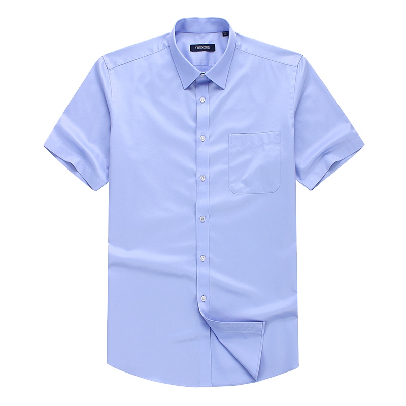 Youngor/雅戈尔男装商务正装纯棉面料 DP免烫 优雅素色蓝色衬衫057IJA