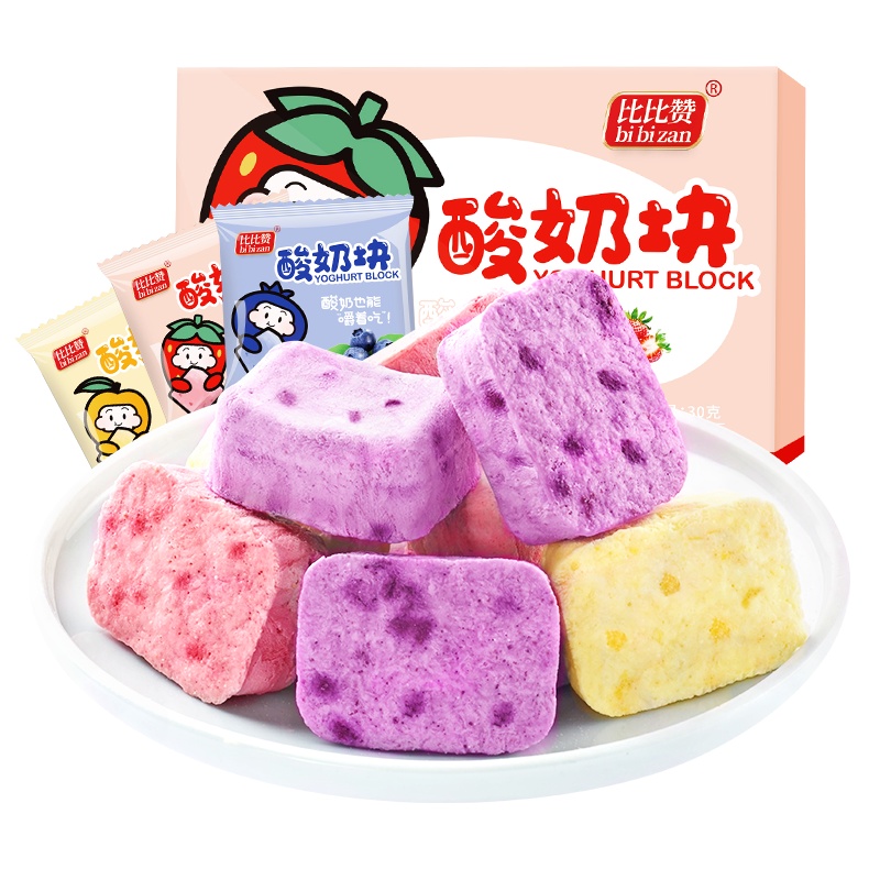 [99元任选12件]比比赞冻干酸奶块[黄桃味]果粒块冻干桃干水果干干吃休闲网红零食品小吃