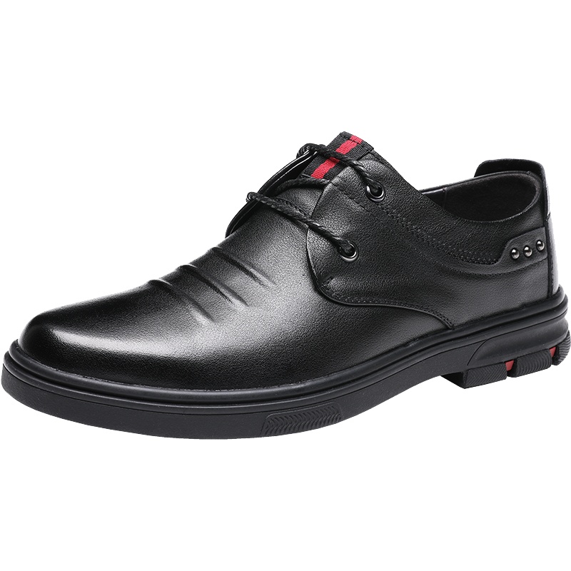 红蜻蜓男鞋2020春季新款真皮韩版商务休闲鞋男舒适系带男士皮鞋