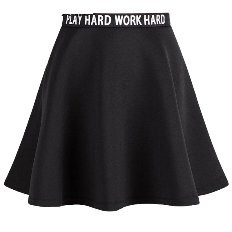 拉夏贝尔Candie’s秋装新显瘦韩版纯色字母印花A字短裙女30071032