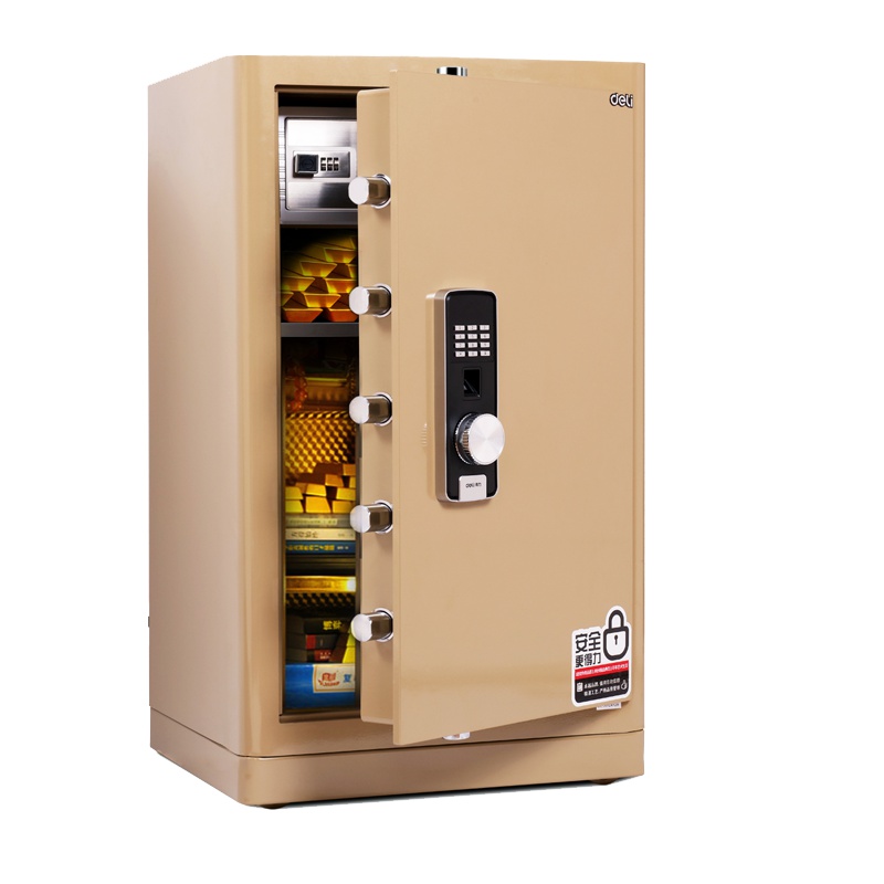 得力4067系列指纹密码床头柜全钢入柜式保险盒办公保险柜家用防盗大型保险箱