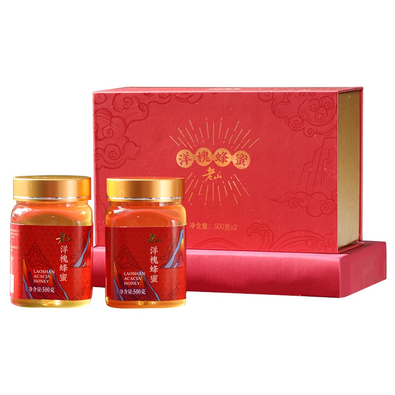 [江苏老字号]老山如山 洋槐蜂蜜 礼盒 500克/瓶*2瓶