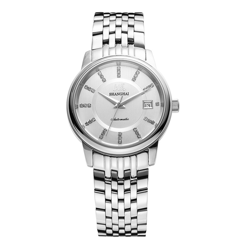 上海手表男士三针日历系列男表自动机械表商务精钢男士生活防水国潮腕表0188