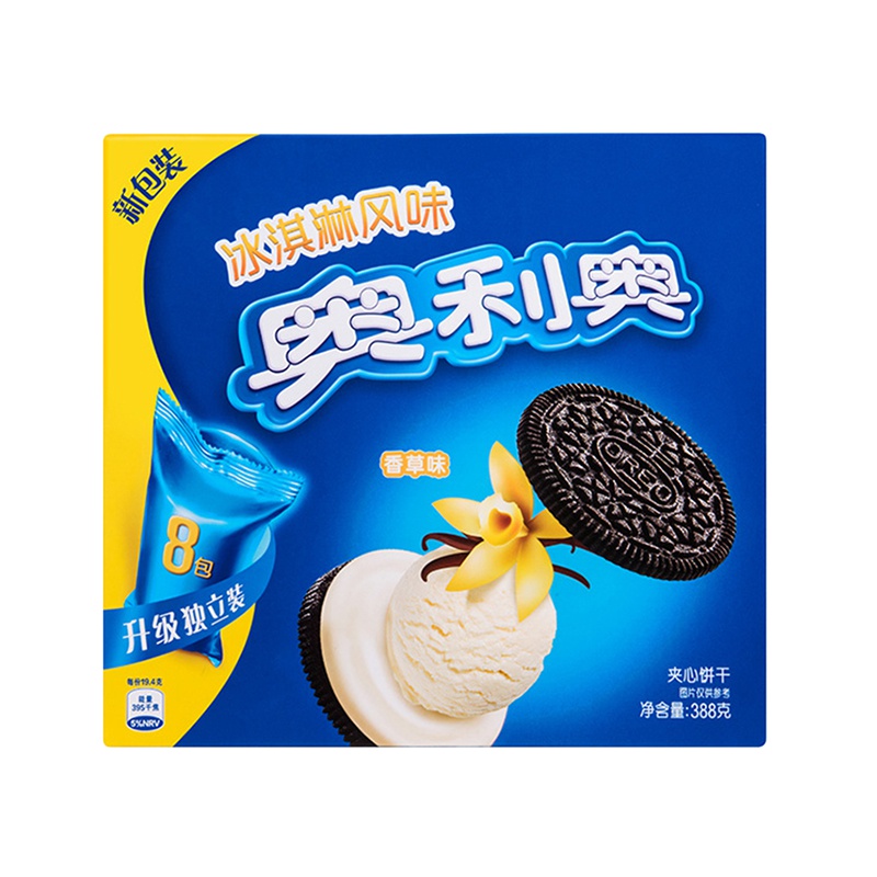 亿滋奥利奥(OREO) 夹心饼干 零食 冰淇淋香草味388g(家庭装)