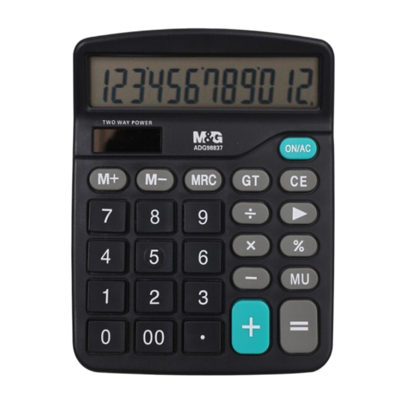 晨光(M&G)文具办公桌面型计算器 大按键双电源计算机 12位数显示 2台装