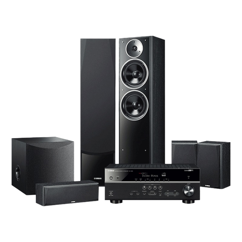 雅马哈(YAMAHA)NS-F71+NS-SW050+RX-V385家用客厅木质落地家庭影院音响5.1音箱七件套装 黑色