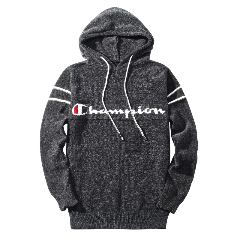 庄吉 男士套头毛衣连帽2019春秋季新款韩版潮流个性刺绣印花针织衫上衣JU-KJ-815