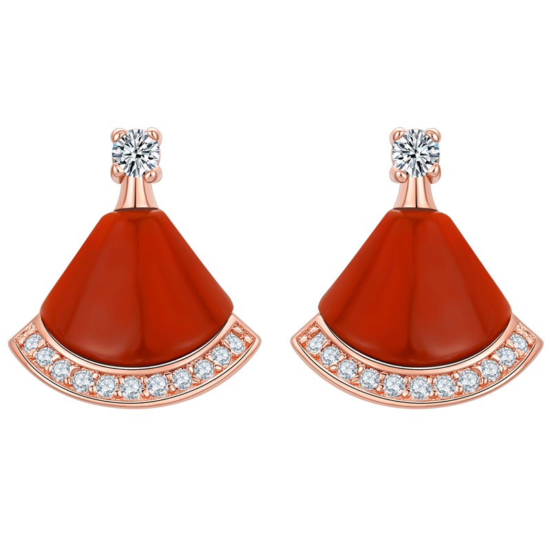 佰色传情S925银扇形小裙子耳钉女韩国气质个性耳环新款潮饰