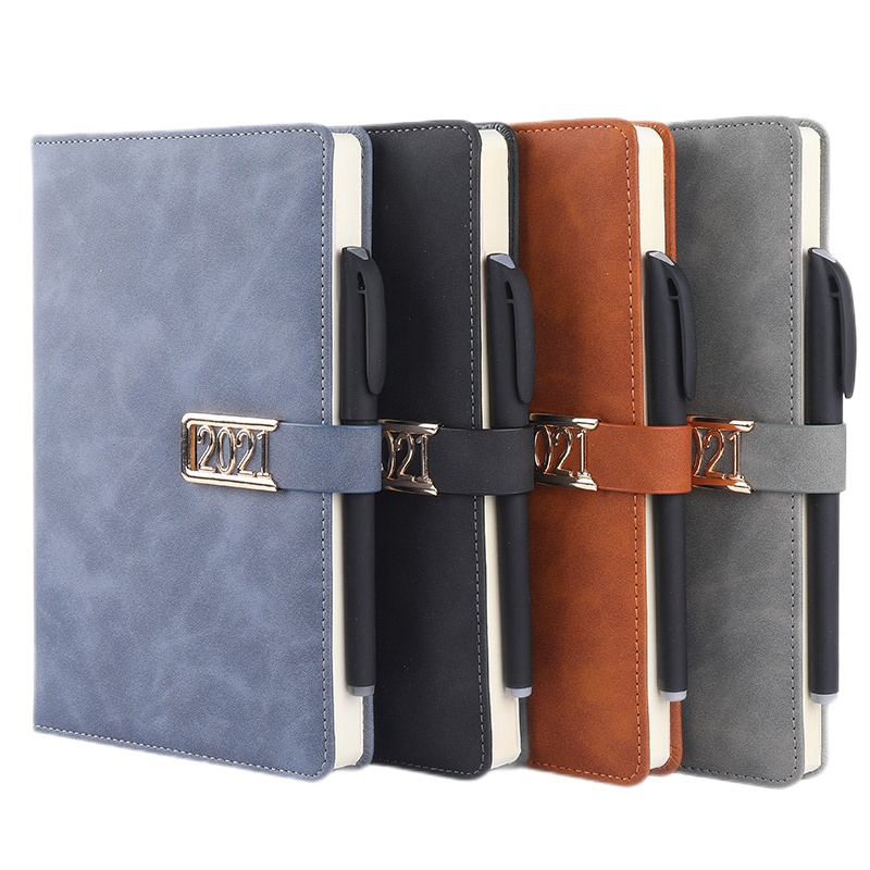 优必利 2021效率手册A5年历本 带扣日程本 笔记本/记事本 计划本 笔记本子365日工作本 可定制logo 棕色