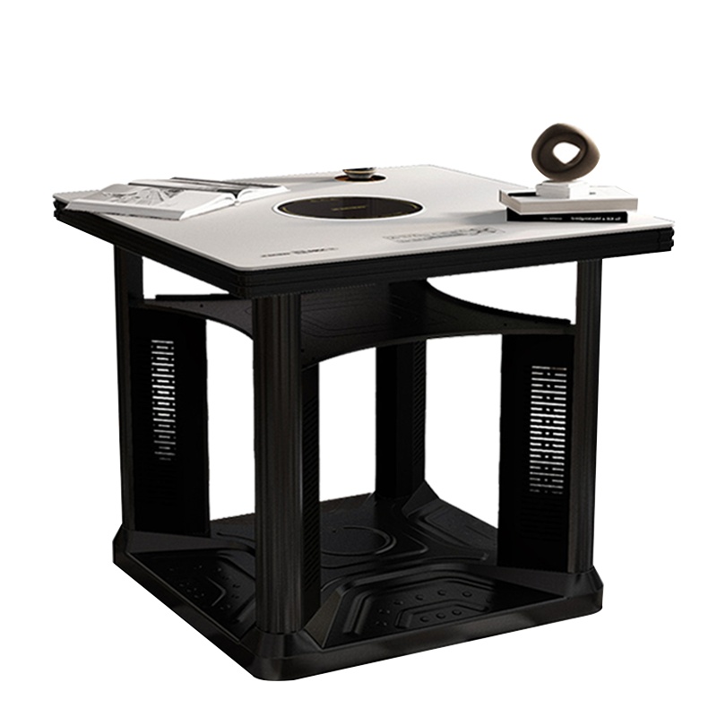 电暖桌子多功能取暖桌烤火炉正方形茶几家用电暖炉电烤火桌取暖器智能防爆玻璃带晾双衣杆电陶炉美诚凯辉M80A渐变红旗舰版