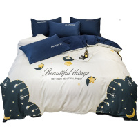 绘窝(HuiWo)家纺 纯棉轻奢风高密四件套 全棉洛丽塔loilta被套床单床笠1.5/1.8m床上用品简约双人套件