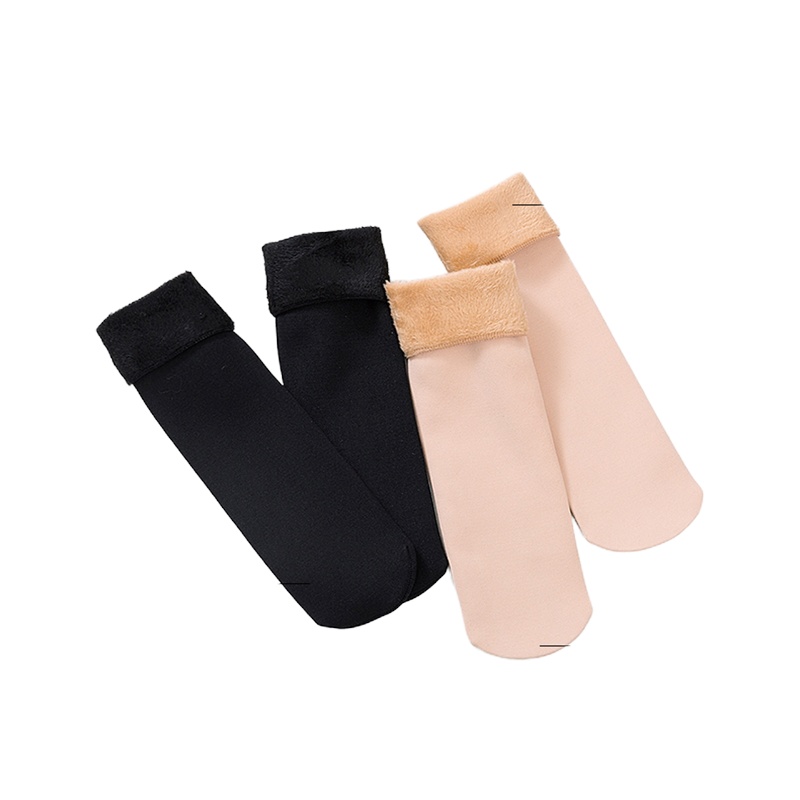 [3双]雪地袜子女中筒秋冬季加绒加厚光腿肉色男女款长筒袜月子袜地板袜ZX