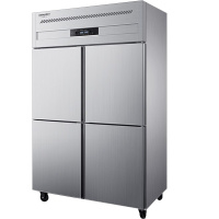 德玛仕 DEMASHI 商用四门冰柜 冷藏冷冻厨房冰箱纯铜豪华款套装[四门冰柜+1.8米工作台]