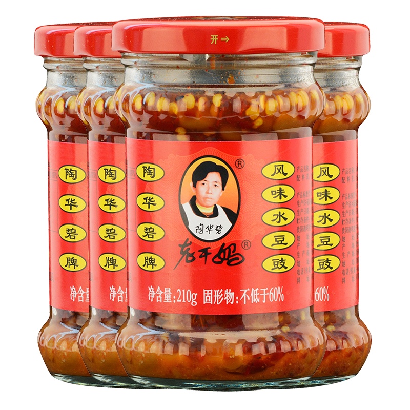 陶华碧老干妈风味水豆豉210g*4瓶凉拌菜火锅沾水调料蘸酱