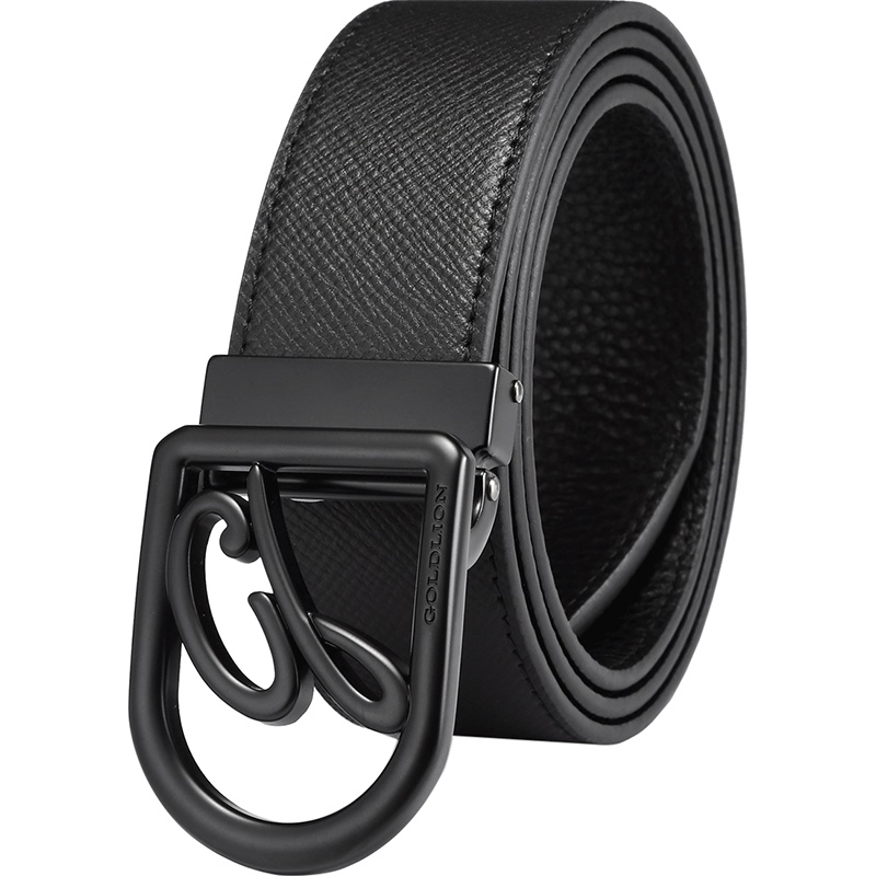 金利来（Goldlion)商务青年腰带质感合金扣头时尚板扣牛皮休闲男式裤带