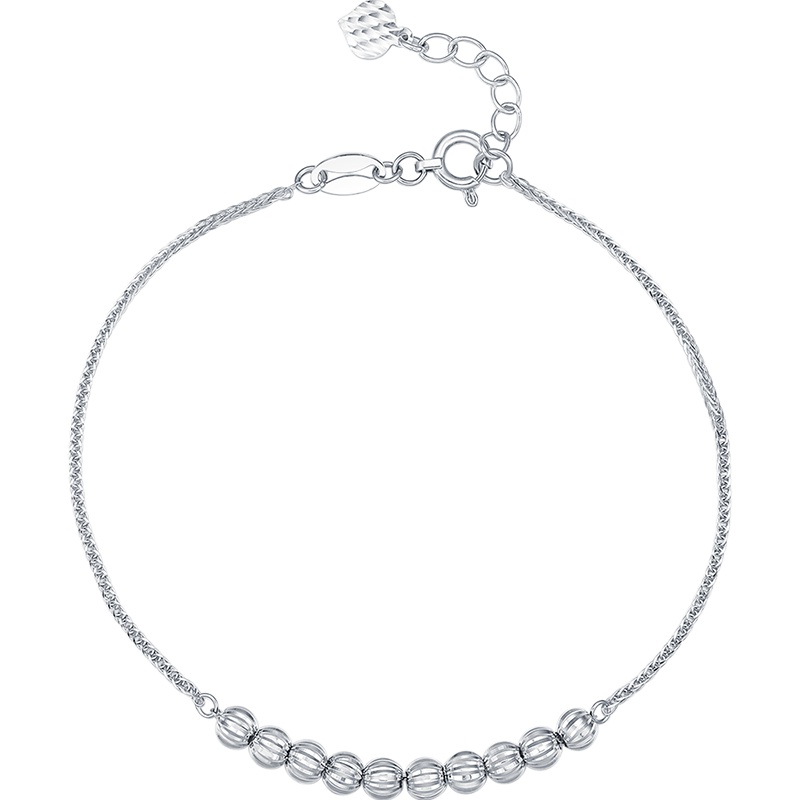 周大生铂金手链女正品新款圆珠细款手链Pt950白金手镯简约