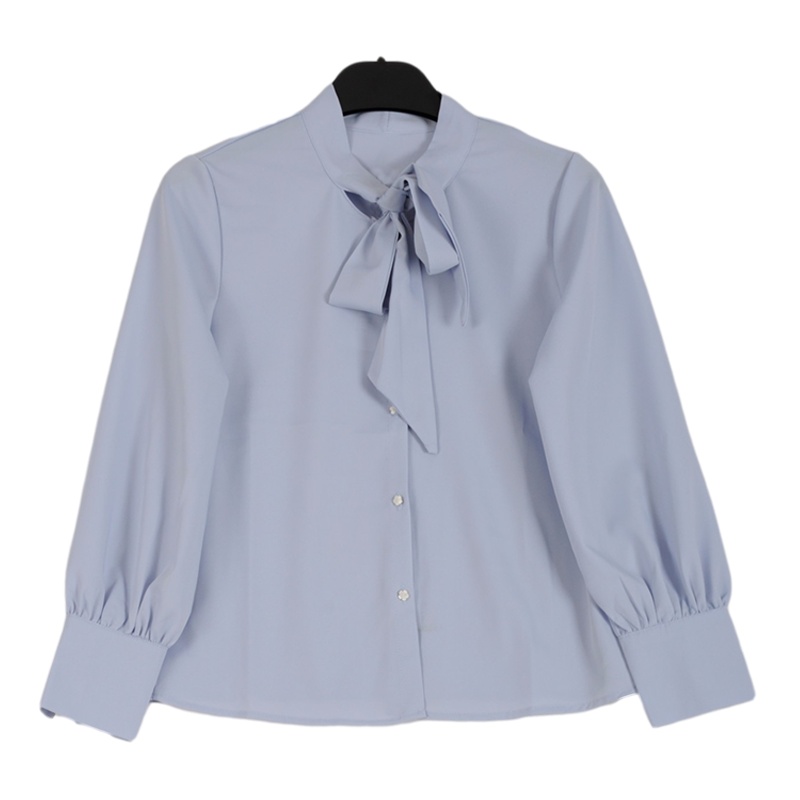 拉夏贝尔Laetia春季新款蝴蝶结系带领设计感长袖衬衣911611998