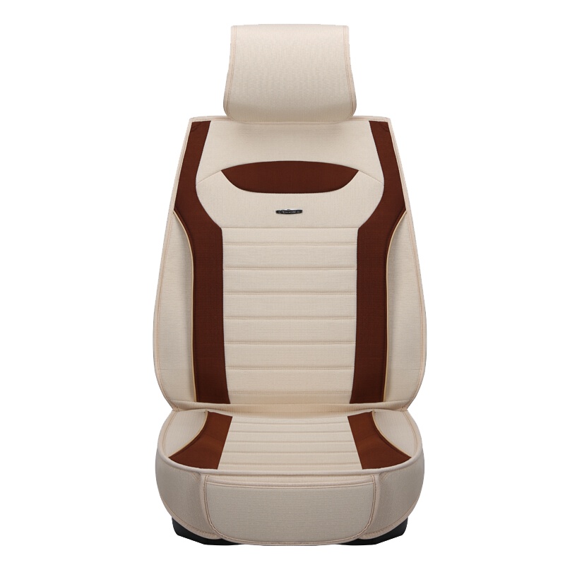 布雷什(BOLISH)五座四季通用汽车坐垫冬季保暖仿亚麻养生全包围汽车座垫座椅垫车内饰品全麻标准款米色