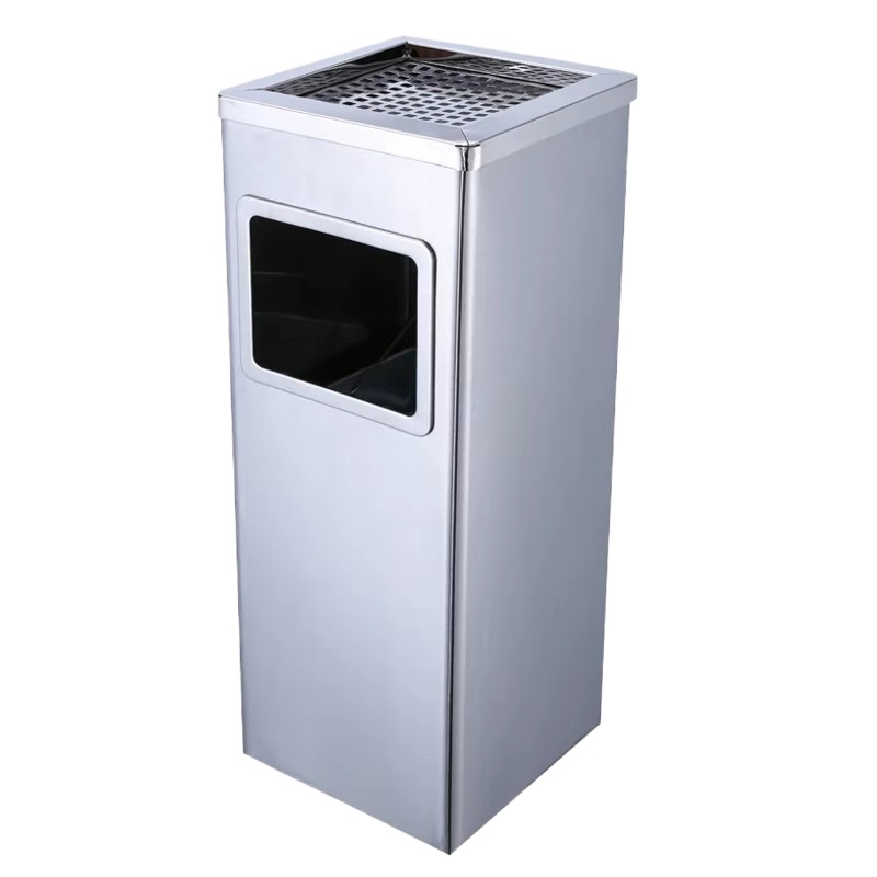楼道垃圾桶 不锈钢垃圾桶 带烟灰缸 45*32*75cm