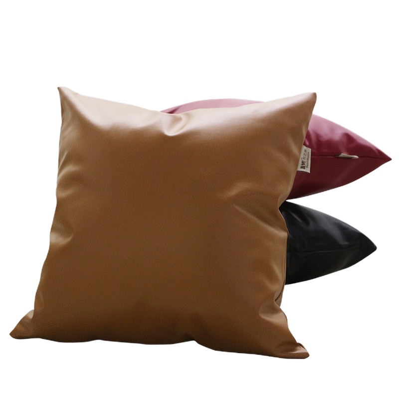 敬平复古小纹PU皮质抱枕色仿皮靠垫沙发抱枕汽车靠垫护腰垫可定制 天蓝 45x45cm(套子+芯) 平