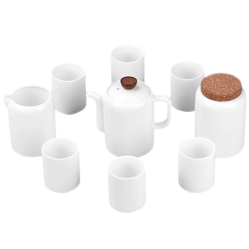 博为 润系列白瓷功夫茶具套装整套礼盒装家用现代简约陶瓷茶壶茶杯茶叶罐泡茶器