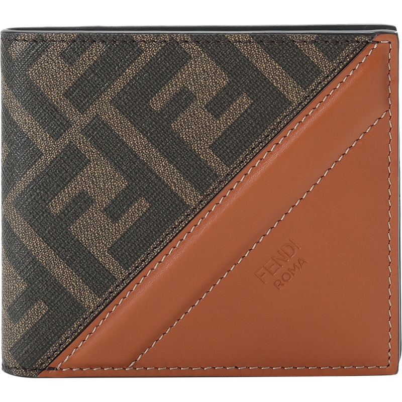 FENDI 男士 涂层面料配皮短款钱包钱夹 7M0169 AFB4